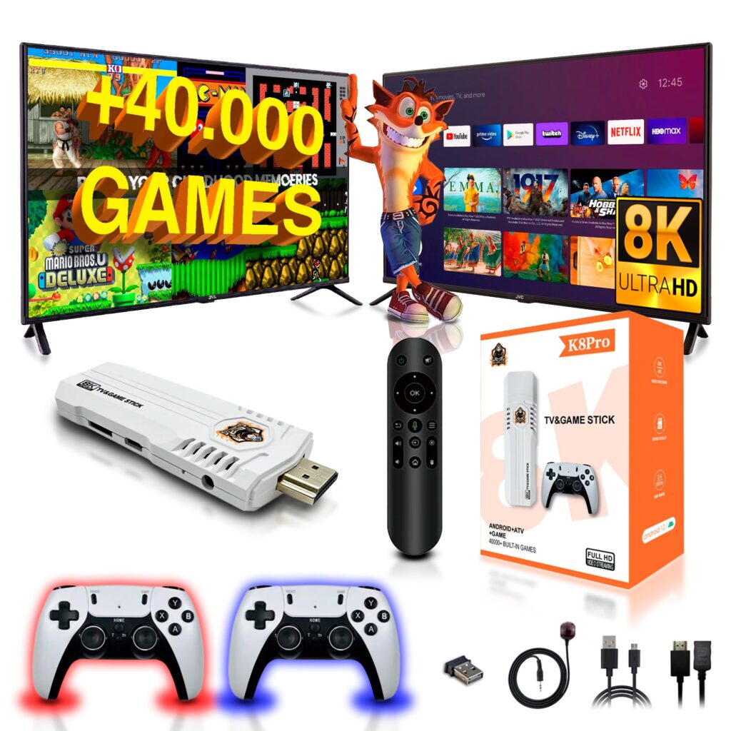 Consola Tv Stick K8 Pro Con Tv Box Y +40000 Juegos (estilo play 5)