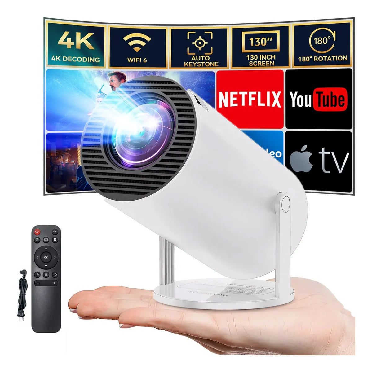 Proyector 4K HD + TV Box + Consola de juegos