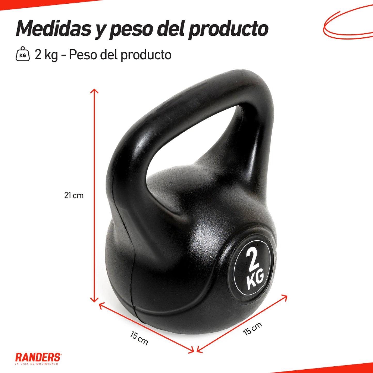 Pesa Rusa Kettlebell 2KG Recubierta PVC - Randers