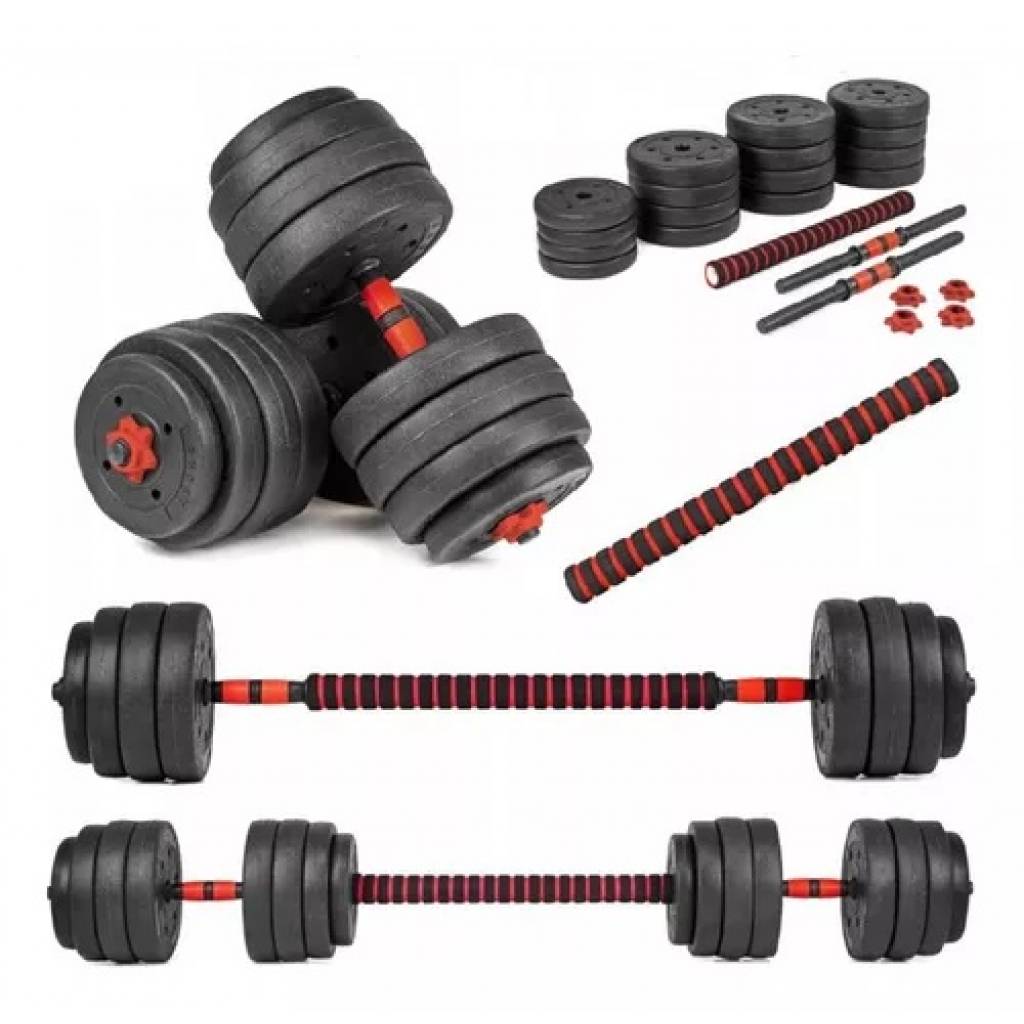 Set De 2 Mancuernas + Barra 3 En 1 + 25 Kg En Pesas Randers