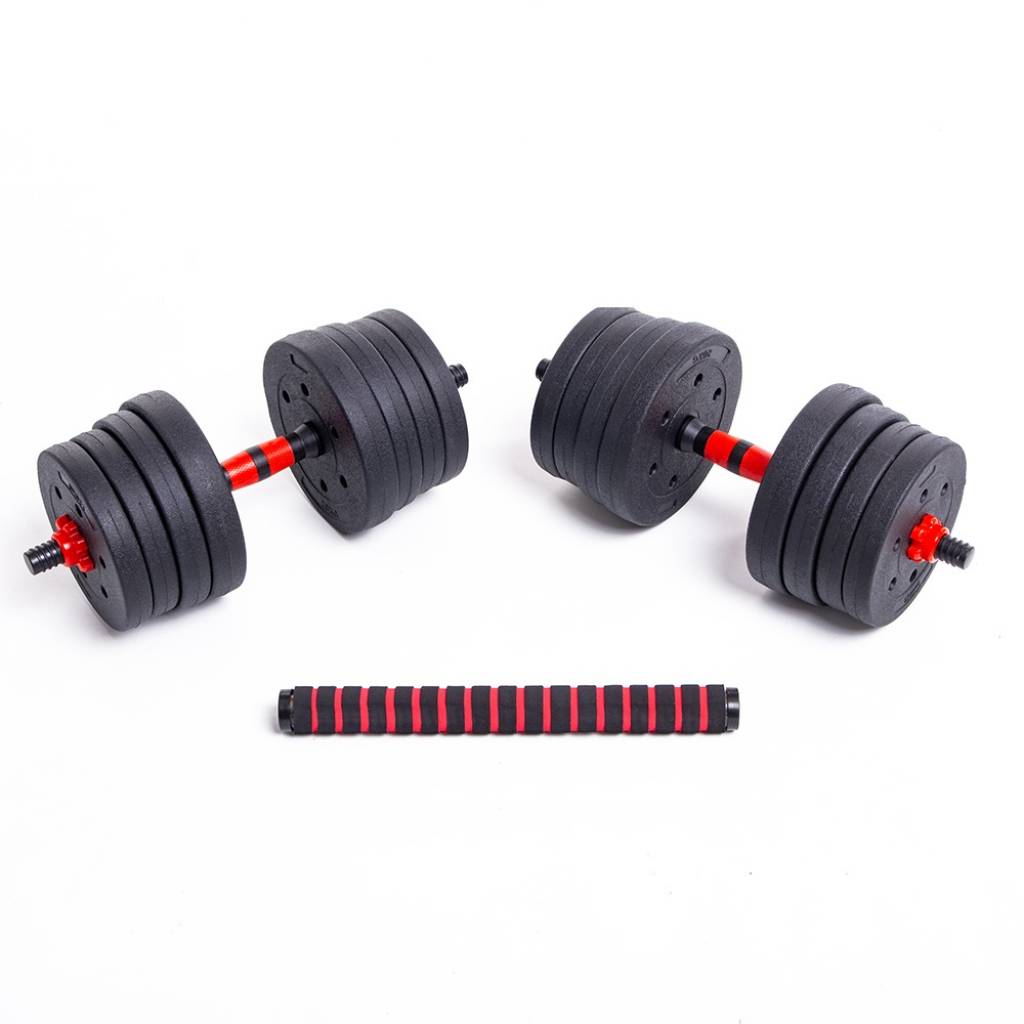 Set De 2 Mancuernas + Barra 3 En 1 + 25 Kg En Pesas Randers