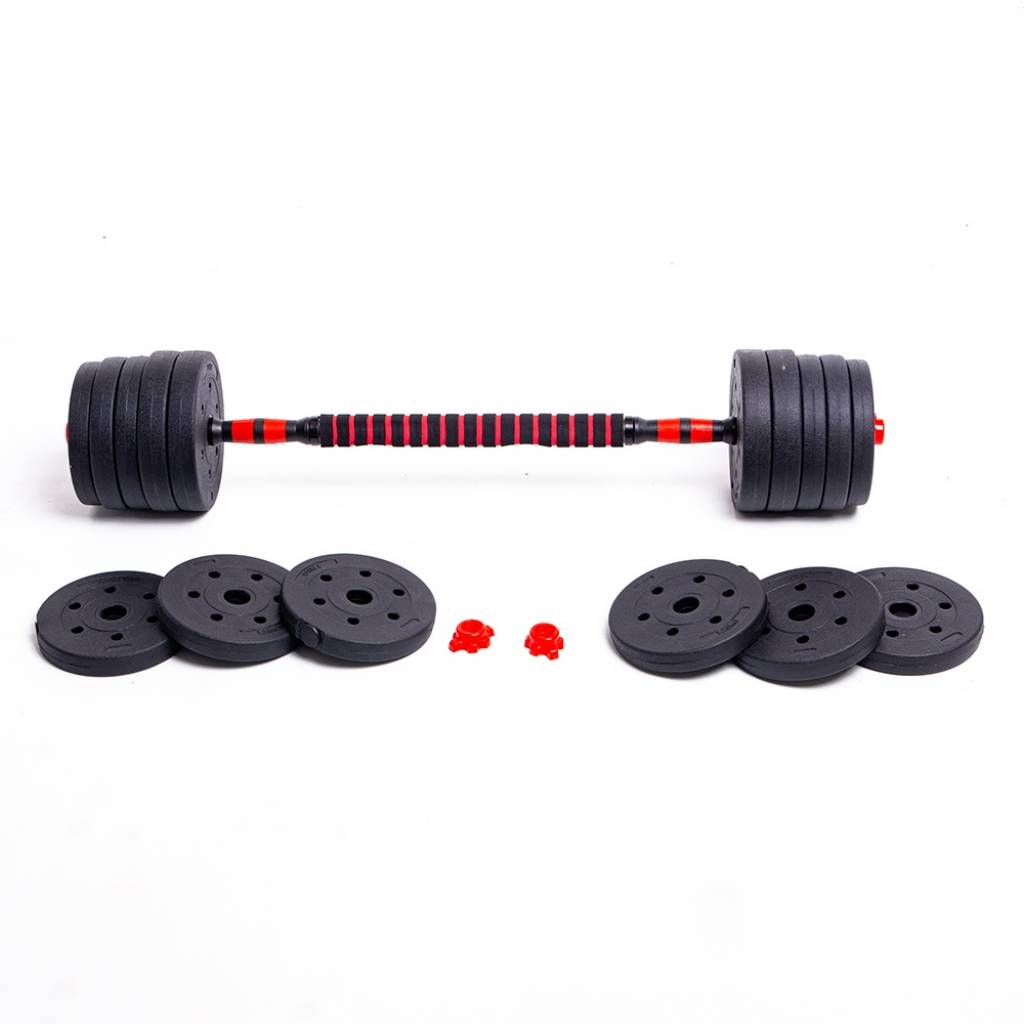 Set De 2 Mancuernas + Barra 3 En 1 + 25 Kg En Pesas Randers