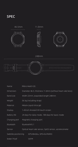 Smartwatch Mibro Gs 1.43 con GPS By Xiaomi - Sumergible