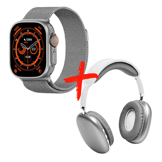 Combo Reloj Smartwatch Ultra 2 Max con 3 Mallas Intercambiables + Auricular P9 Plus Max