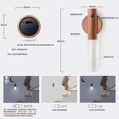 Lampara de pared recargable con sensor 18cm.