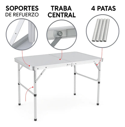 Mesa plegable rectangular 60cm x 1.20m X 74 cm