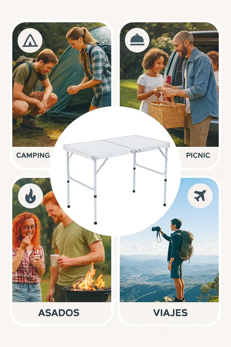 Mesa plegable rectangular 60cm x 1.20m X 74 cm