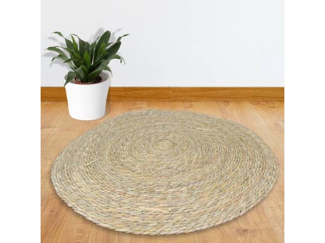 Alfombra redonda tejida de yute 80cm.
