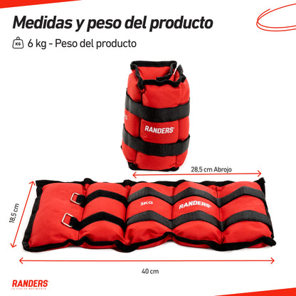 Par De Tobilleras / Muñequeras 3KG - Randers