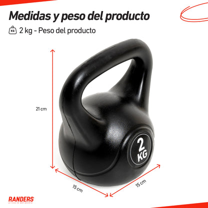 Pesa Rusa Kettlebell 2KG Recubierta PVC - Randers