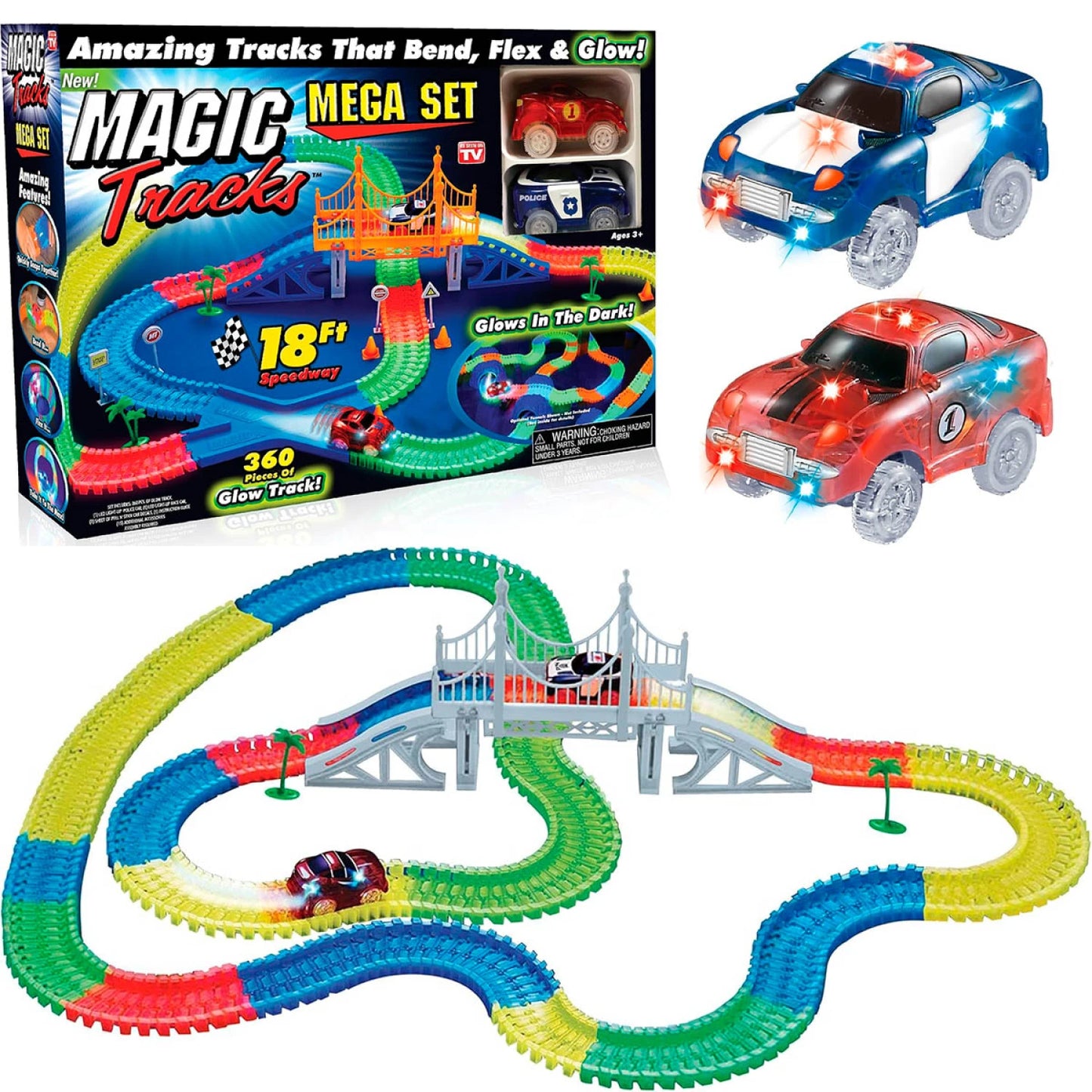 Pista De Autos Magic Tracks Flexible 360 pcs + 2 Autos