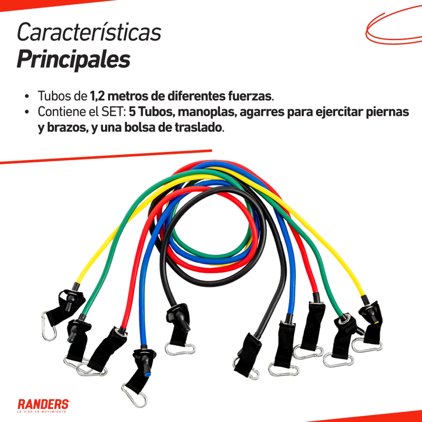 Set Bandas Elásticas tubo de Resistencia con Bolso Randers