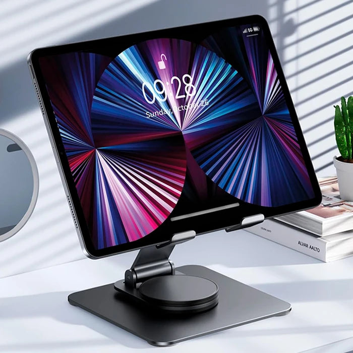 Soporte Móvil para Tablet, de Acero al Carbono, Ajustable y con Base Giratoria de 360°