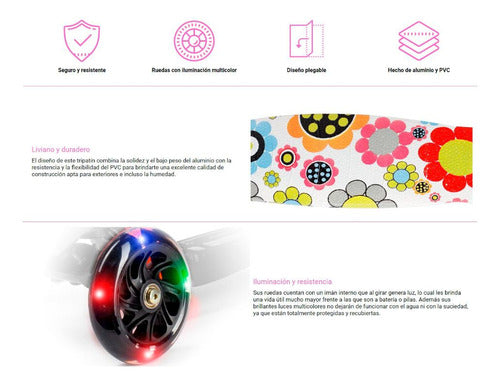 Tripatin Monopatin Infantil Plegable Aluminio Luces Colores